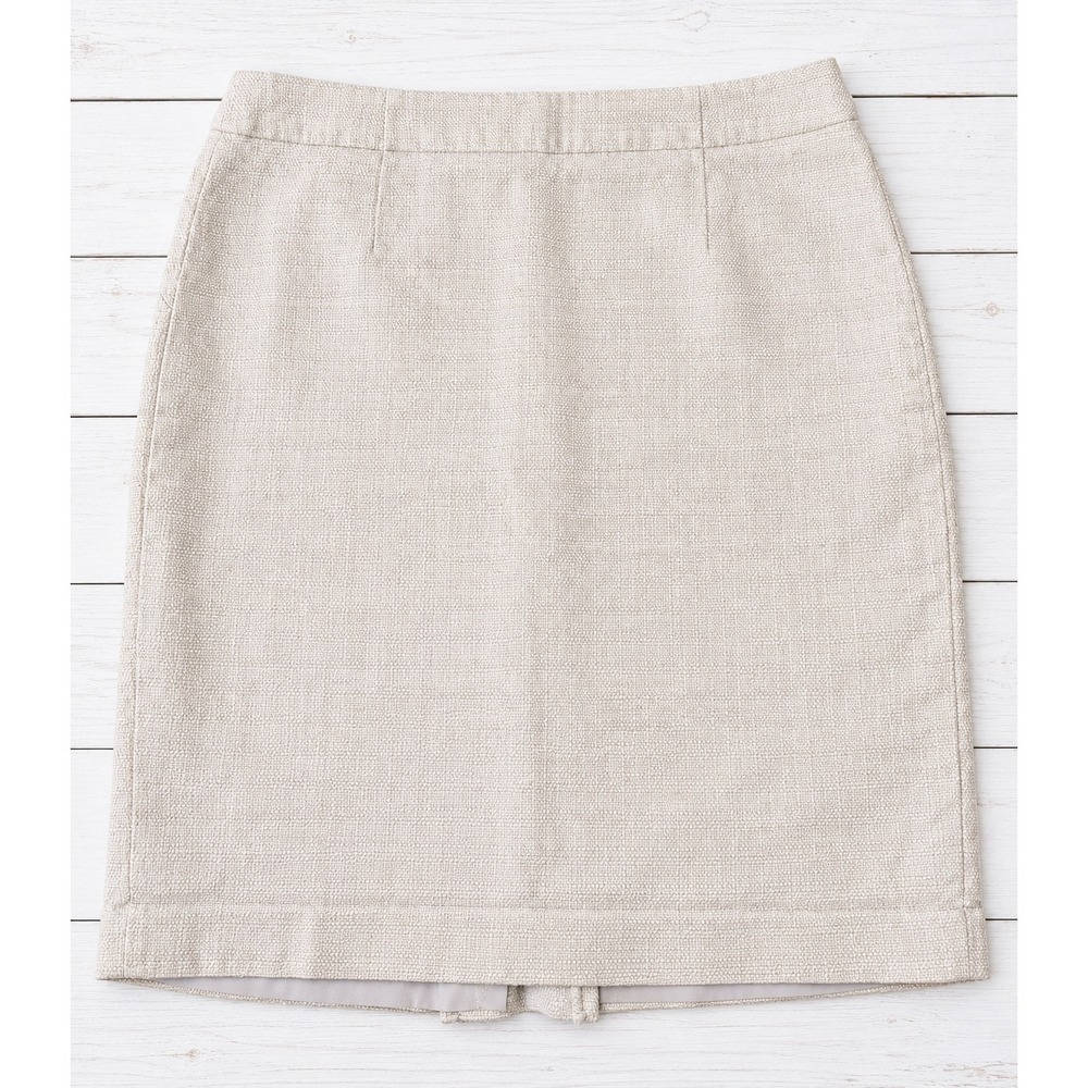 Banana Republic Cotton Pencil Skirt Tan Textured Professional Career Neutral 12